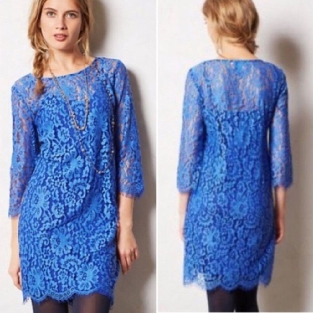 Anthropologie HD in Paris Overture blue Lace Dress